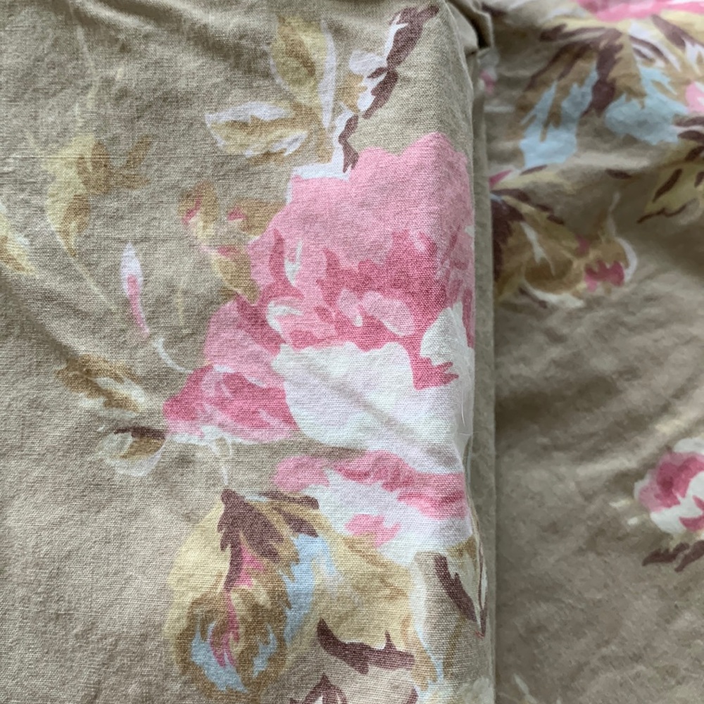 Rachel Ashwell Vintage Shabby Chic Floral Mocha Pink Roses Duvet & two shams